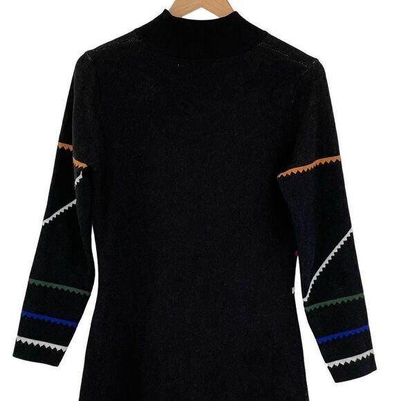 Epik‎ Knit Midi A-Line Dress Long Sleeves Mock Neck Soft Women Medium Black - Picture 6 of 8